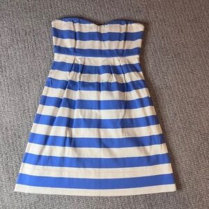 J. Crew Strapless Short Stripped Dress White and Blue WOMANS SIZE 2